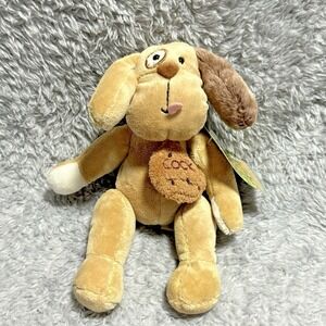 Commonwealth Plush Dog 8" Tan Brown Cookie Patch Eye Stuffed Animal Puppy Toy